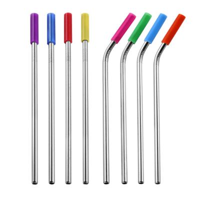 China Custom Eco-Friendly Disposable Stainless Steel Metal Reusable Drinking Straw With Silicone Tips for sale