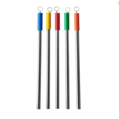 China Disposable Stainless Steel Straw Set with Brush and Silicone Tip for sale