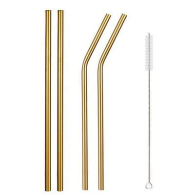 China Custom made disposable printing 304/316 l stainless steel straw pack | Silicone tip and cleaning brush for sale