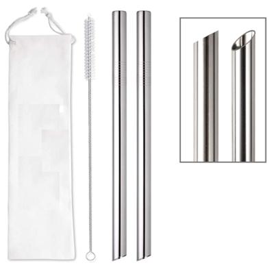 China 2021 New Trendy Disposable Eco-Friendly Reusable Stainless Steel Straws Metal Boba Beveled Straw for sale