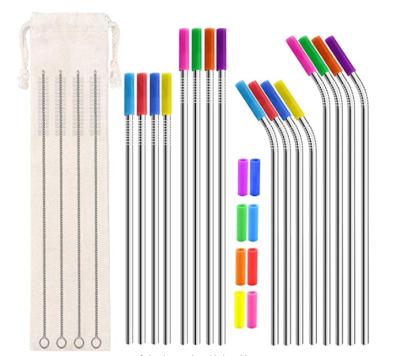 China 2021 Sustainable New Product Ideas Kitchen Accessories Reusable Food Barware Grade Colored 304 Stainless Steel Straw Set With Cleaning Brush for sale