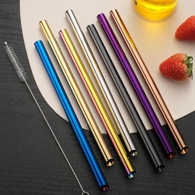 China 12mm Disposable Boba Straw Eco Reusable Bubble Tea Stainless Drinking Straw Metal Straw for sale