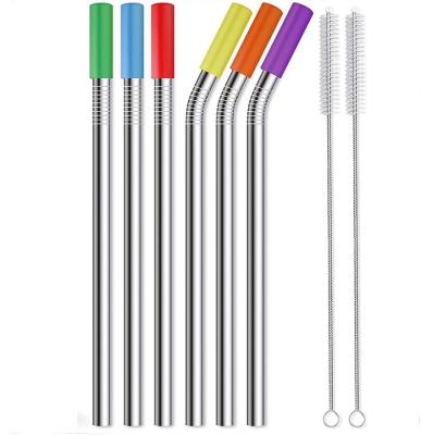 China Disposable Reusable Smoothies Straw, Straw And A Shake, Silicone Head With 9 Mm / 0.35 Wide Stainless Steel Straw for sale