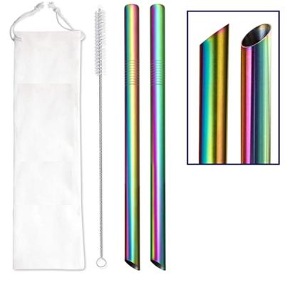 China 304 Stainless Steel Disposable High Quality Colorful Straws Bubble Tea 12mm Boba Metal Straws for sale