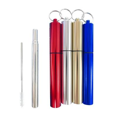 China Amazon Hot Selling Disposable Stainless Steel Retractable Collapsible Telescopic Straws for sale