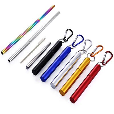 China Reusable Christmas Amazon Metal Stainless Steel Telescopic Folding Straw Disposable for sale