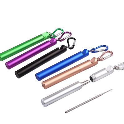 China Disposable Portable Telescopic Stainless Steel Folding Straw With Case Brush for sale