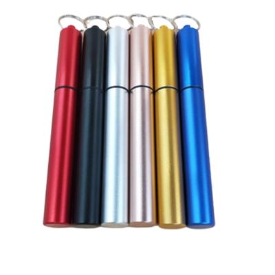 China Disposable Reusable Portable Water Travel Folding Straw Telescopic Straw Stainless Steel Hose With A Portable Box And Cleaning Brush for sale