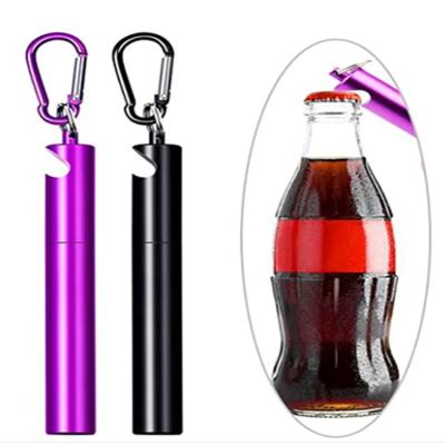 China Metal Disposable Reusable Straws, Portable Stainless Steel Telescopic Straw with Travel Case and Reusable Straw Key Chain for sale