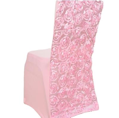 China 2022 Solid Color Rose Stool Stretch Chair Cover Wedding Hotel Siamese Set Simple Home Wholesale Simple Restaurant Dining Dining Party Supplies for sale