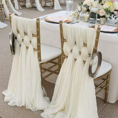 China Latest Disposable Wedding Chair Covers Chiffon Chair Sashes For Party Decoration for sale