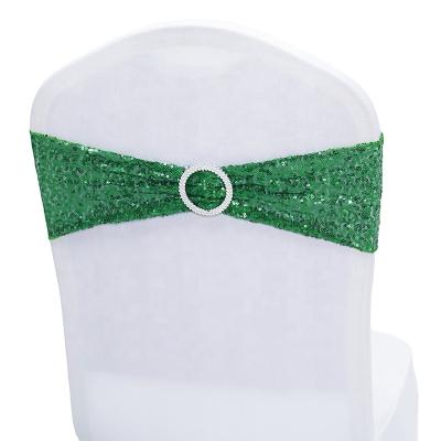 China China plain wholesale cheap designed sequin chair sashes green sequin chair sash for sale