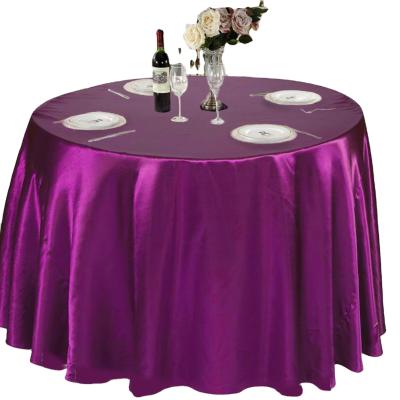 China Wholesale Disposable 132 Satin Tablecloths Polyester Restaurant Round Wedding Table Cover Satin Party Table Cloth for sale