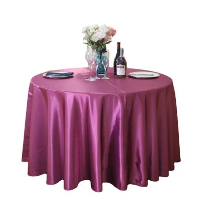 China Wholesale Custom Disposable Solid Color Promotion Satin Table Covers Round Party Dining Cheap Restaurant Satin Table Cloth for sale