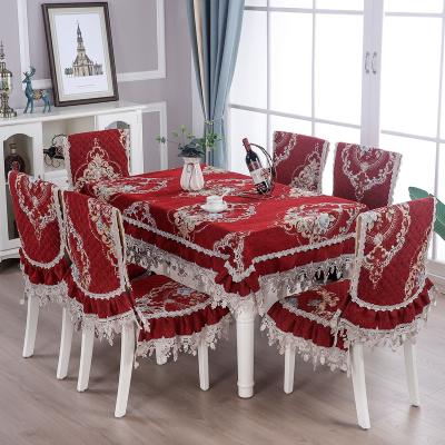 China Wholesale Waterproof Lace Tablecloths Dining Rectangular Table And Chair Set Cover For Dining Table Set 6 Seater for sale