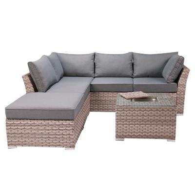 China Chinese Hot Selling Outdoor 4pcs Corner Garden Sofa Set-KD rattan furniture Aluminum Outdoor Furniture for sale