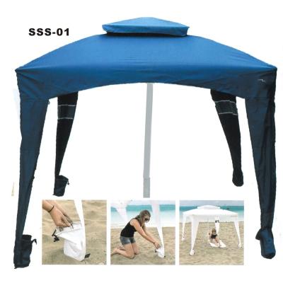 China SSS-01 Waterproof Polyester Aluminum Pop Up Portable Outdoor Sun Garden Beach Hut Parasol Umbrella For Sale for sale