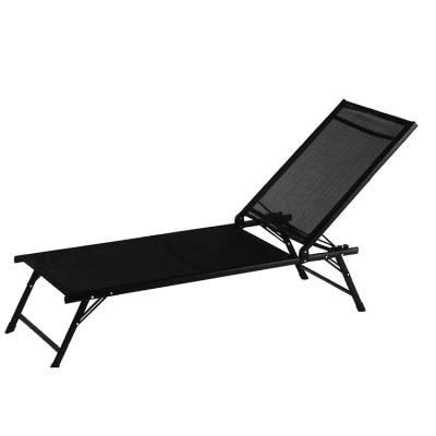 China AT006 Outdoor Black Fold Sun Chairs Outdoor Garden Lounger Sun Bed Sofa Convertible Lounge Mesh Outdoor Bed for sale