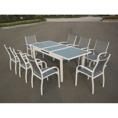 China 8 seater outdoor extendable outdoor dining table furniture aluminum garden table set for sale for sale