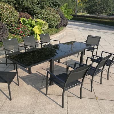 China Alu Frame TXL015 Garden Dining Set Outdoor Furniture 8 Person Outdoor Dining Tables And Chairs Set Table Set Outdoor Dining for sale