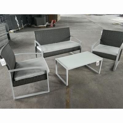 China Commercial Outdoor Rattan Steel Frame Furniture Rattan Steel Frame Garden Furniture Sofa Set for sale