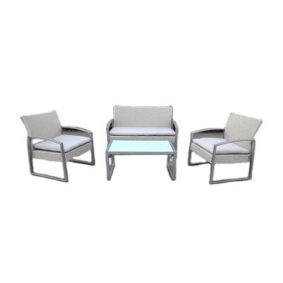 China Rattan Steel Frame Restaurant Furniture Garden Sofa Set Rattan Steel Frame Garden Furniture Set 3 Piece Chairs Sofa Table for sale