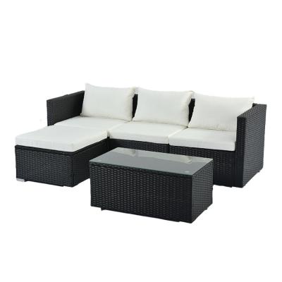 China Steel frame Low MOQ indoor and outdoor rattan 3seater rattan patio garden table wicker sofa set for sale