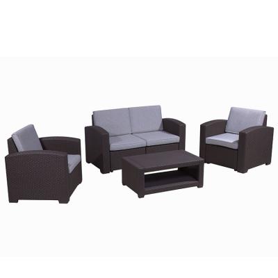 China LFZS004 Cheap Low Price Outdoor Sofa Set Outdoor Plastic Garden Furniture PP Rattan Sofa Set for sale