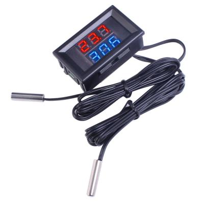 China E0145 E0145 Digital Thermometer Car NTC Metal Probe 3 Digit Dual Digital Thermometer Red and Blue -55-120 Degree for sale