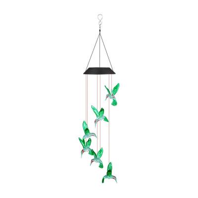 China Solar Powered Hummingbird Yard Lawn Decor Light Minimalist Waterproof Hanging Wind Chime for sale