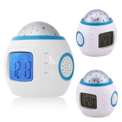 China LUMINOVA LED Bedrooms Bedside Color Changing Night Light Sleep Trainer Digital Kids Table Alarm Clock with Star Sky Projection for sale