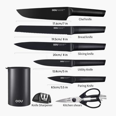 China Sustainable Wholesale Professional Stainless Steel Knife Sets For Kitchen With Block for sale