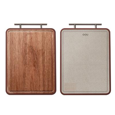 China Multifunctional OOU Yangjiang Bread Chopper Walnut Wooden Cutting Board Sustainable Kitchen PP Double Side Antifungal Wooden Cutting Board for sale