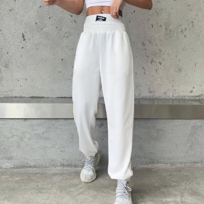 China Anti-Wrinkle Fashion Cotton Logo Patchwork High Waist Long Casual White Pants Loose Hoodie Evil Trousers Women Autumn for sale