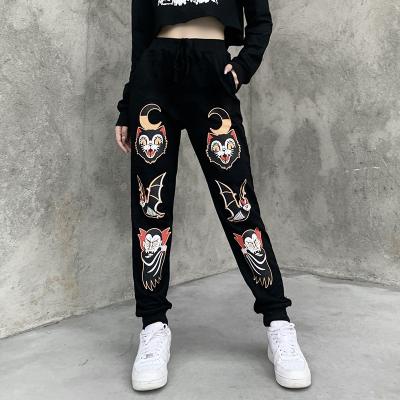 China Breathable Pants For Women For Ladies High Waist Black Printing Trousers Jogger Pants Track Pants for sale