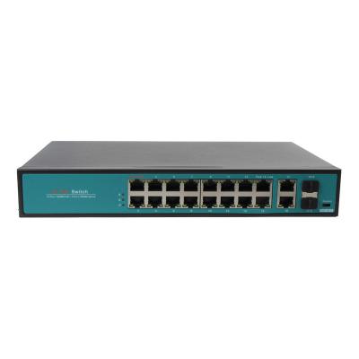 China Original 10/100/1000 CCTV Surveillance Ethernet PoE+ Ports 802.3bt 16 Ports Network Switch Gigabit PoE Switch New for sale