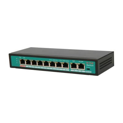 China CCTV Monitoring VLAN Support 802.3at/af 10/100M Standard AI CCTV Hi-PoE Network Switch Smart Fast External Power Supply 8 Port PoE Switch for sale