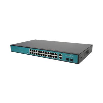 China LACP 802.3af/at 2 Uplink RJ45 +2 Gigabit PoE Port Switch 24 Port CCTV 10/100/1000Mpbs Unmanaged Network Switches for sale