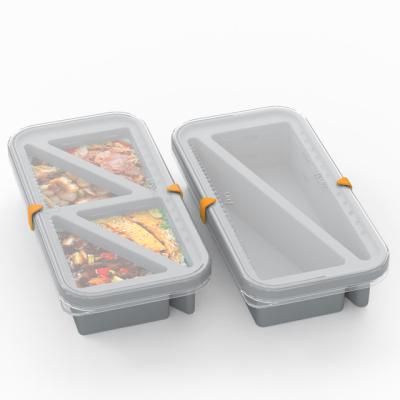 China Viable Silicone Tray 2-Cup 500ML Extra Large Freezer Tray With Lid Freeze Soup, Stew, Sauce Or Meal With Date Slider for sale