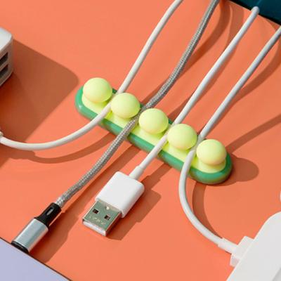 China For Cable Organize Self Adhesive Organizer USB Cable Organizer Silicone Wire Cables Holder Winder Charger Wire Clip for sale