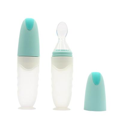 China China Manufacturer Promotion BPA Free Silicone Eco-friendly Baby Feeding Bottle With Spoon for sale