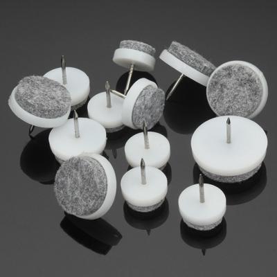 China Absord 17mm 20mm 24mm 28mm Furniture Felt Shock Feet Glides With Wooden Leg Feet Nail Floor Protector for sale