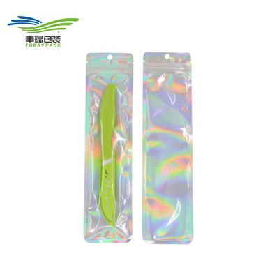 China Barrier 100 Pieces Resealable Smell Proof Bags Foil Rainbow Color Holographic Aluminum Foil Plastic Packaging Zipper Bag for sale