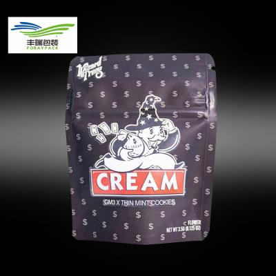 China BIODEGRADABLE Custom Design Matte Ziplock Stand Up Resealable Smell Proof Printed Edible Packaging 3.5g Mylar Pouch Bags for sale