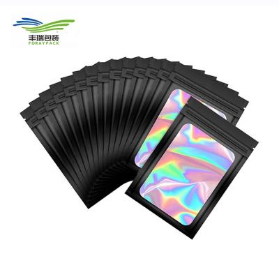 China Moisture Proof Custom Design Small Holographic Packaging Mylar Aluminum Foil Pouch Bags With Ziplock for sale