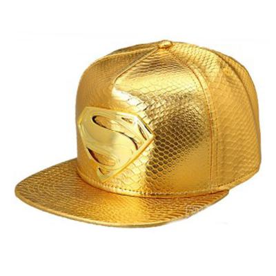 China JOINT Unique Design Gold PU Strapback Faux Snakeskin Leather Snapback Hat for sale