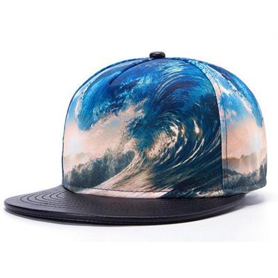 China Custom 100%polyester PU COMMON Edge Surf Patterns Sublimation Print Snapback Hat for sale