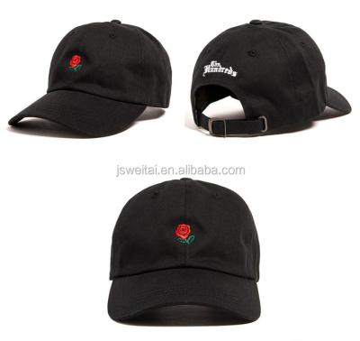 China Alibaba JOINT hot sale high quality black cotton rose embroidery dad hat style baseball cap for sale