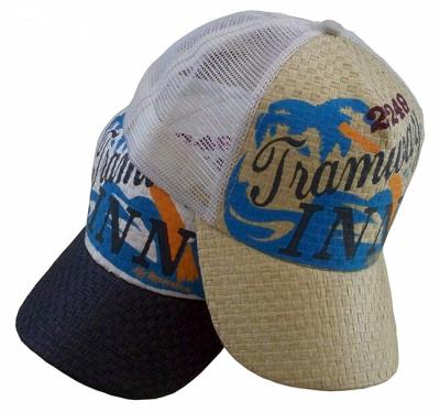 China New Fashion JOINT Nylon Mesh Custom Printing Straw Trucker Promotional Hat for sale