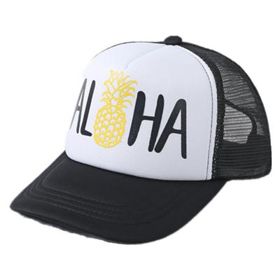 China China Factory 100%polyester JOINT Custom Pineapple Printing 5 Panel Mesh Trucker Hat for sale